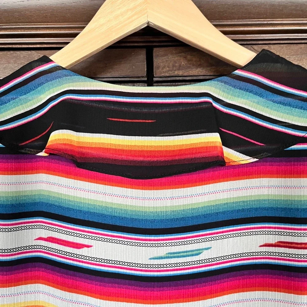 LAUREN RALPH LAUREN Summer Top Blouse Womens M - Colorful Flutter - Picture 7 of 10